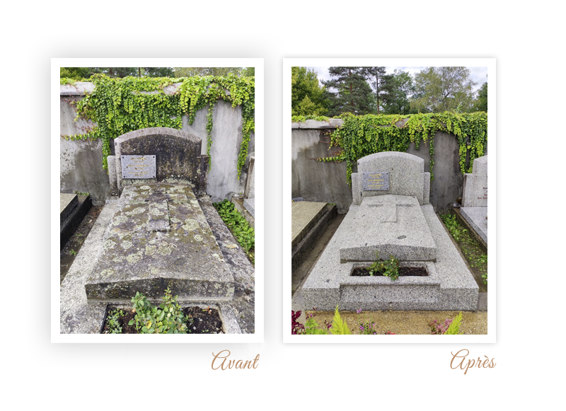 Pech Memoria entretien de sépulture photo avant/après